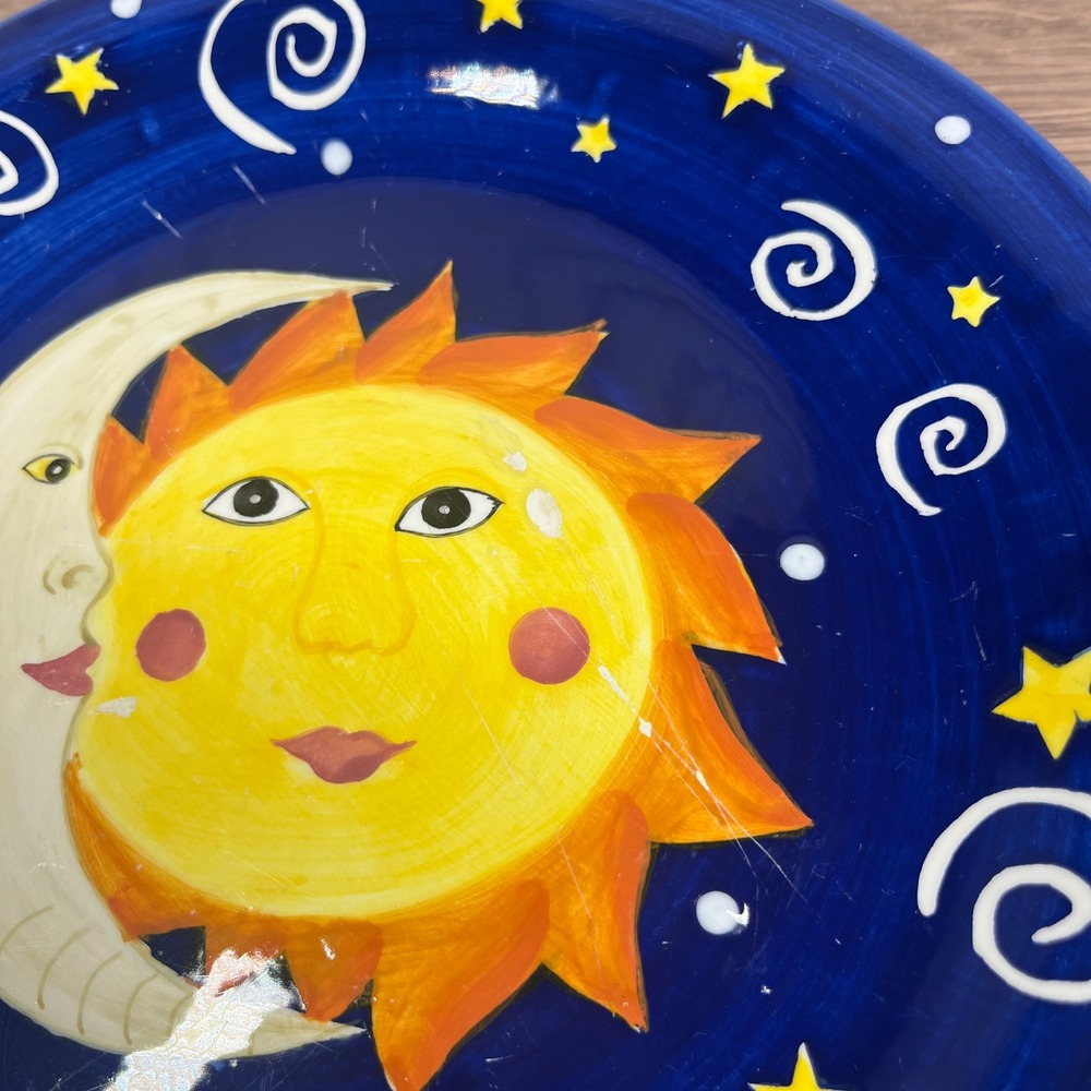 Vintage Y2K 2001 Hausenware Celestial Plate 8in Blue Sun Moon Stars Ceramic READ - Picture 4 of 5